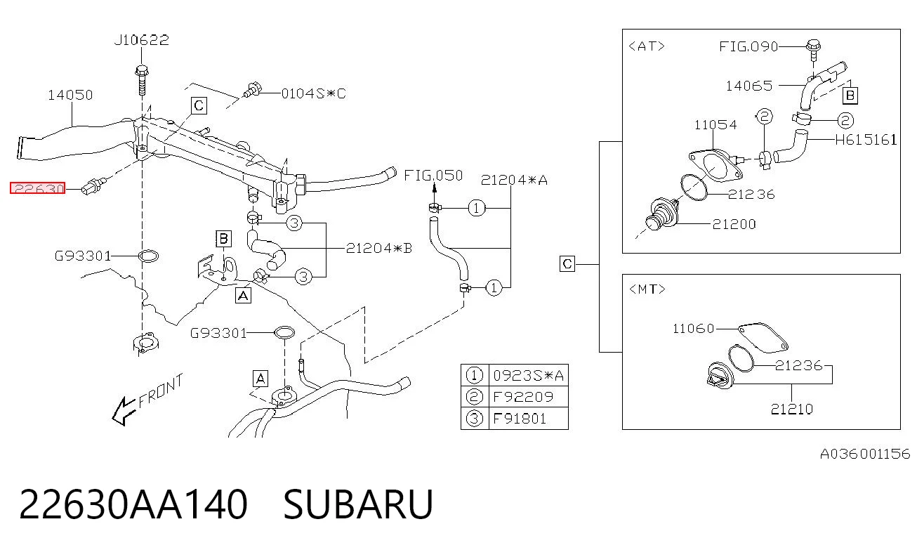 22630AA140 Subaru Sensor temperatura refrigerante