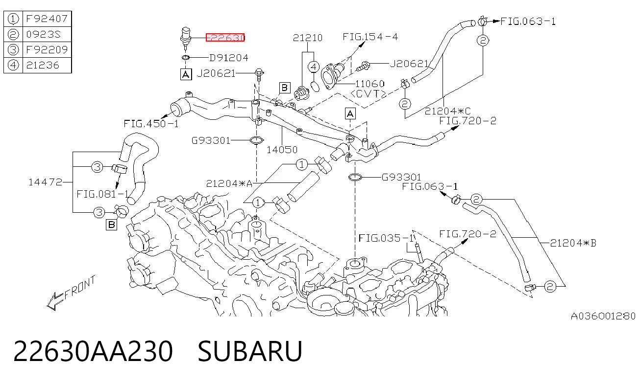 22630AA230 Subaru Sensor temperatura refrigerante