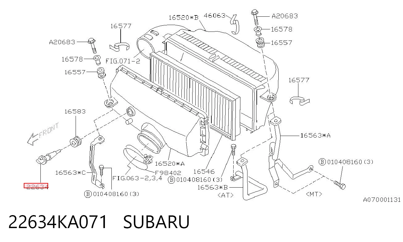 22634KA071 Subaru Sensor de temperatura del aire de admisión