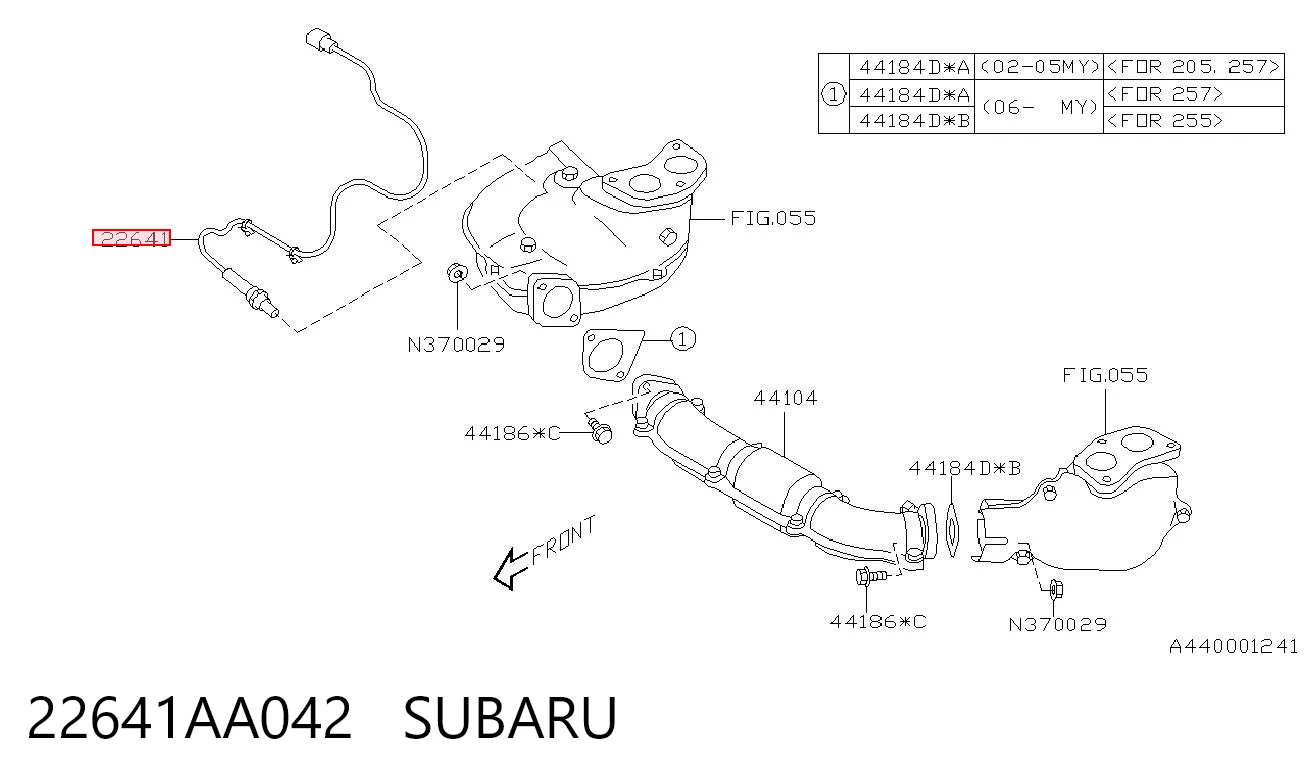 22641AA042 Subaru Sensor de oxígeno previo al catalizador