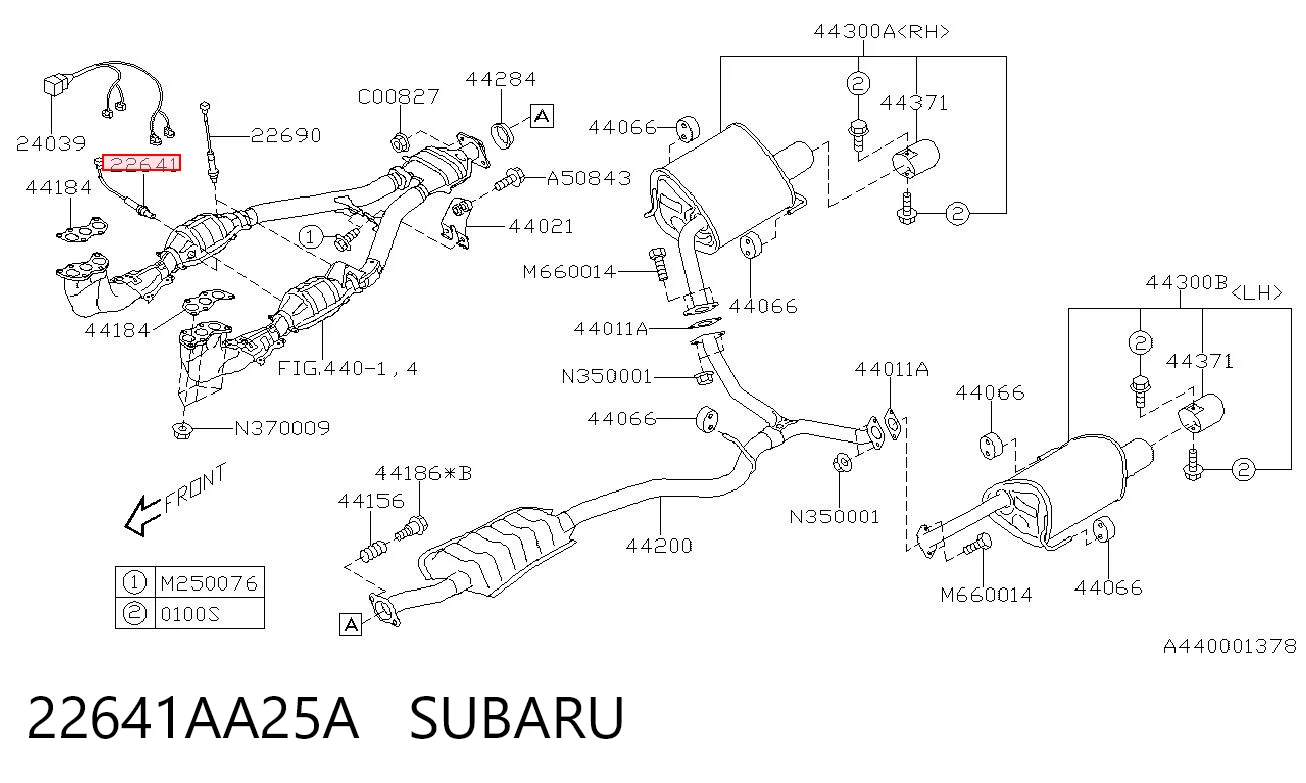 22641AA25A Subaru Sensor de oxígeno previo al catalizador