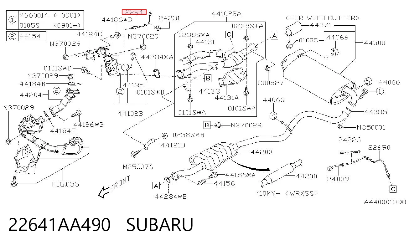 22641AA490 Subaru Sensor de oxígeno previo al catalizador
