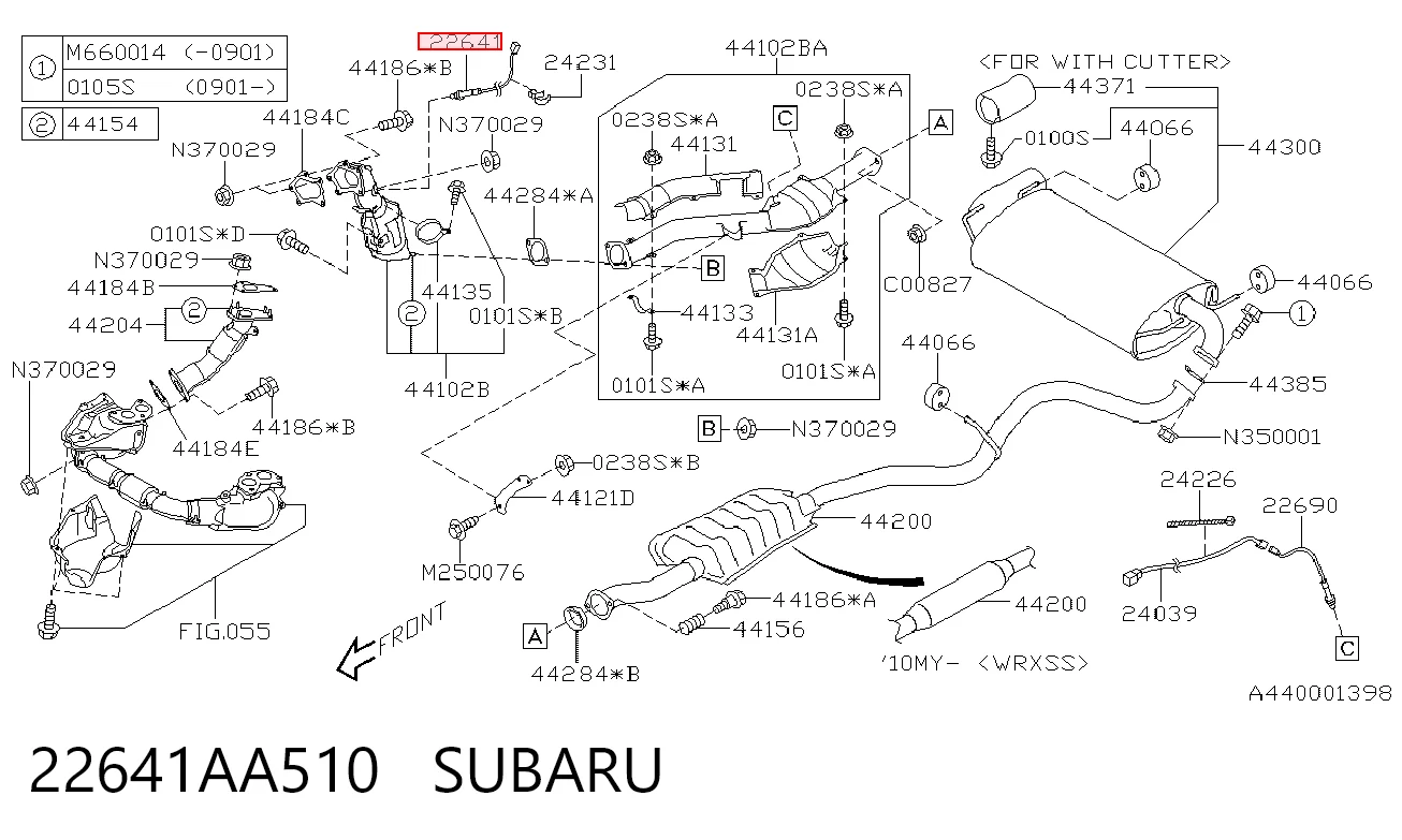 22641AA510 Subaru Sensor de oxígeno previo al catalizador