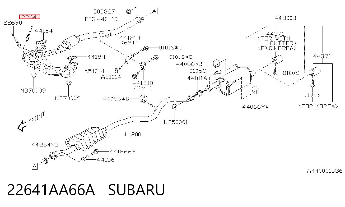 22641AA66A Subaru Sensor de oxígeno previo al catalizador
