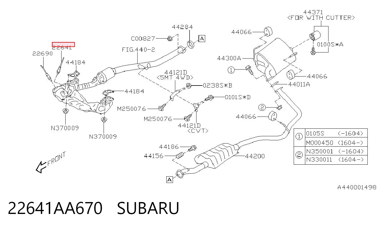 22641AA670 Subaru Sensor de oxígeno previo al catalizador