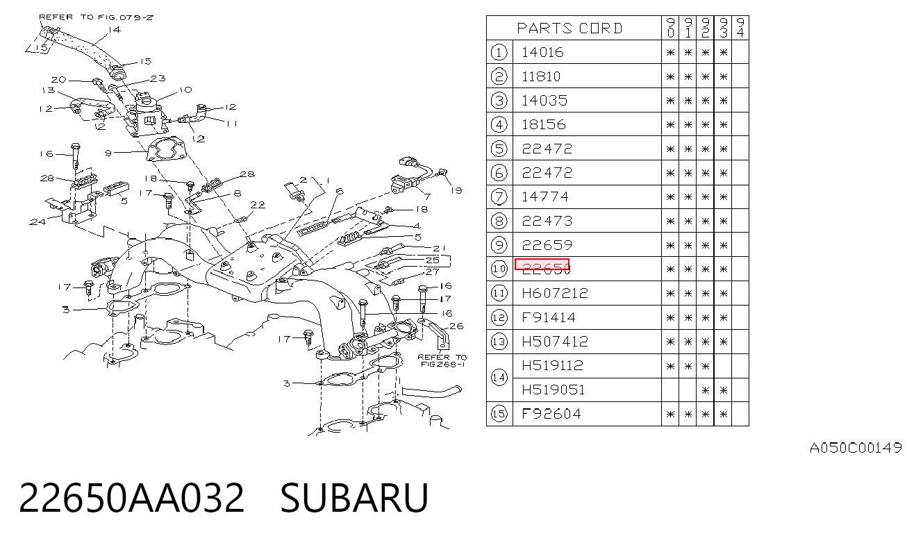 22650AA032 Subaru
