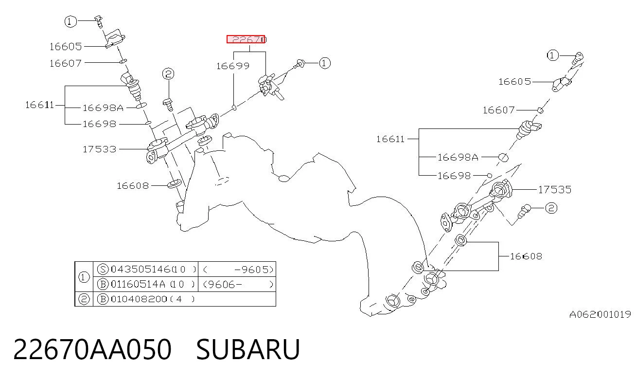 22670AA050 Subaru Válvula reguladora de presión