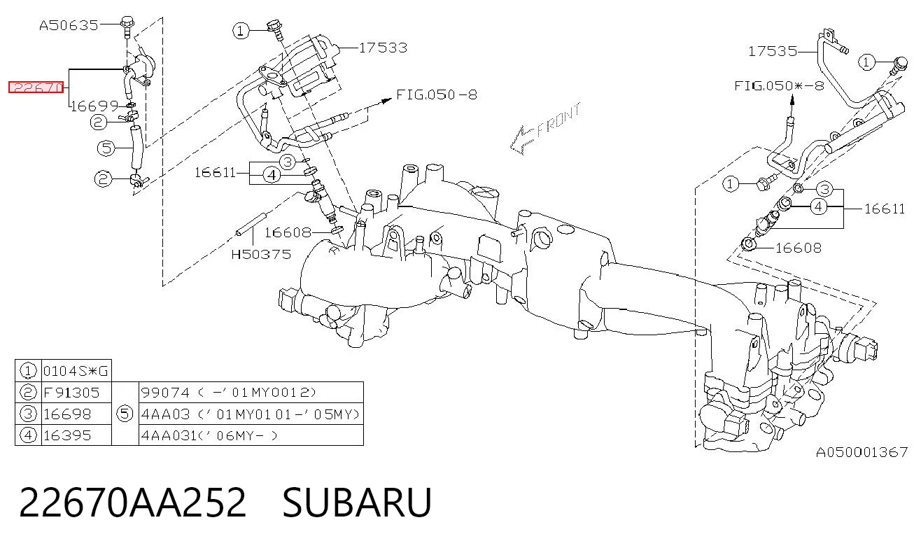 22670AA252 Subaru Válvula reguladora de presión