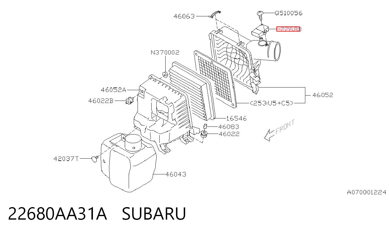 22680AA31A Subaru Sensor de flujo de aire