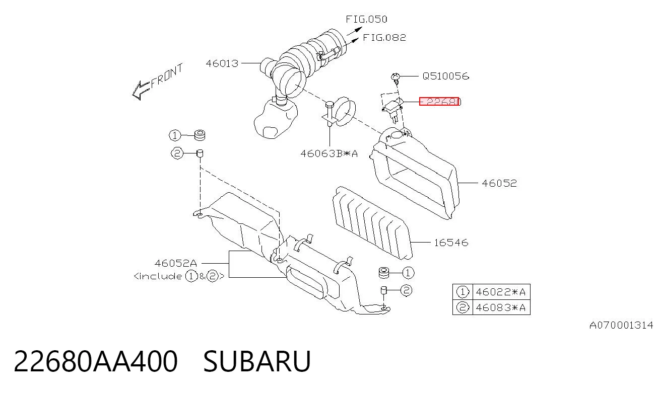 22680AA400 Subaru Sensor de flujo de aire