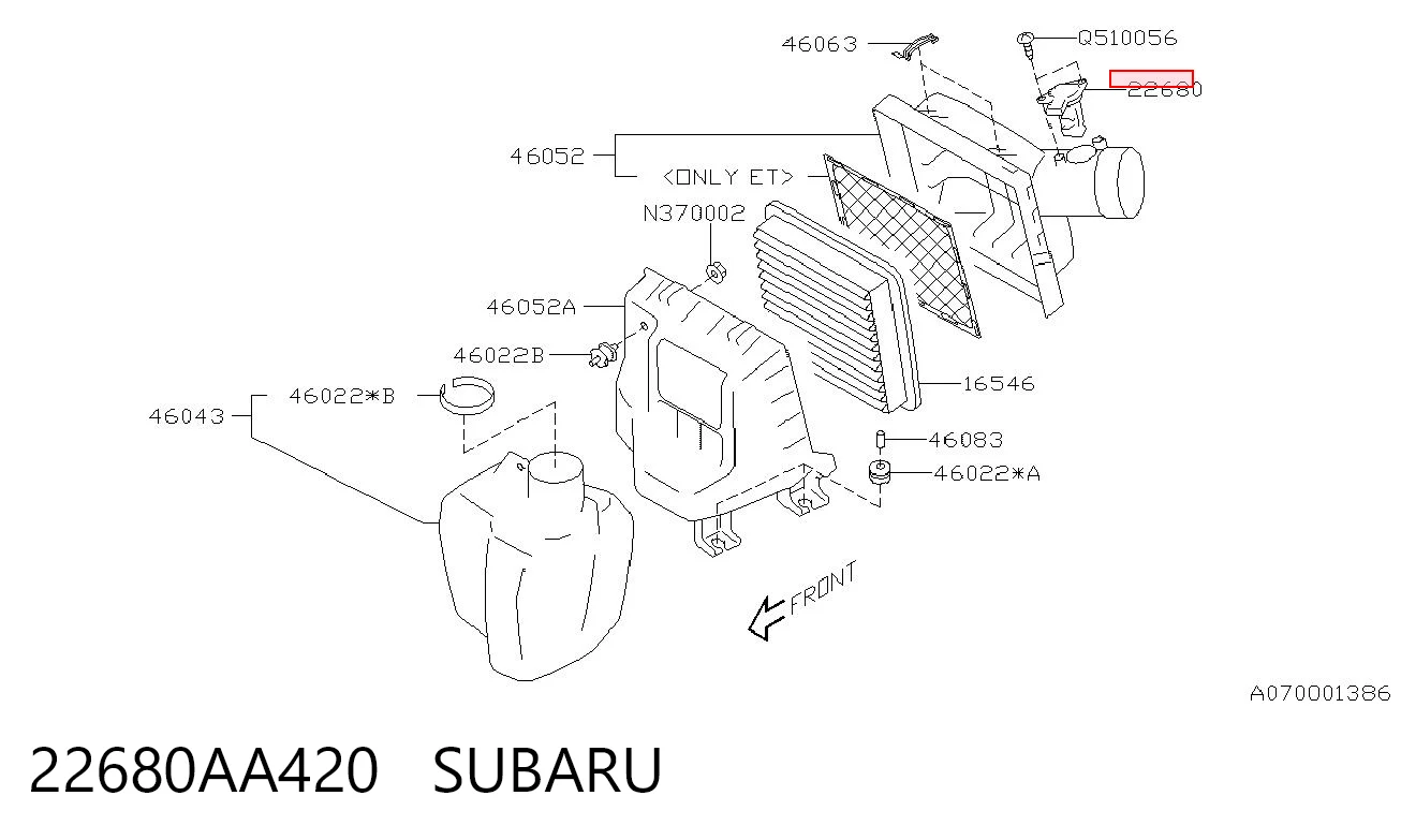22680AA420 Subaru Sensor de flujo de aire