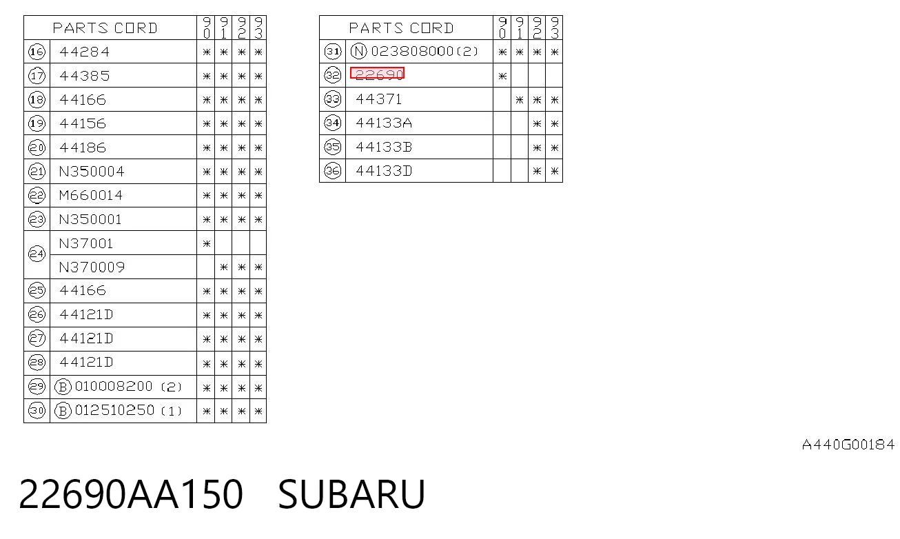 22690AA150 Subaru