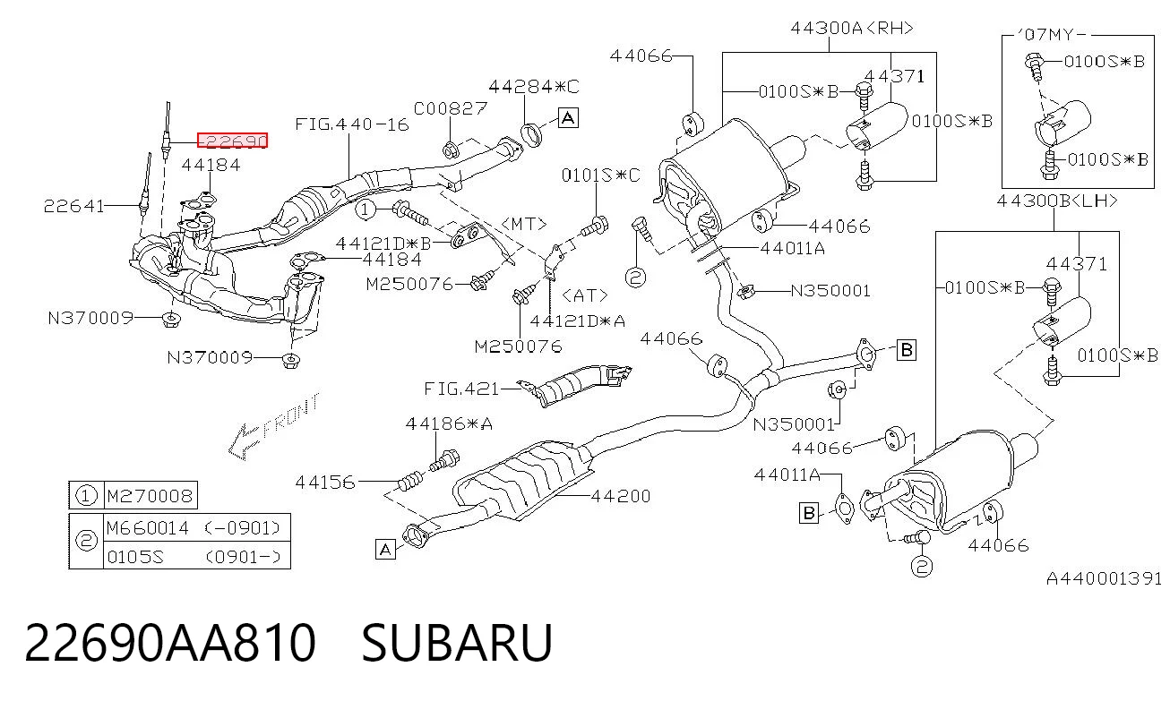 22690AA810 Subaru Sensor de oxígeno previo al catalizador
