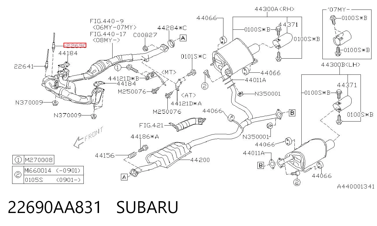 22690AA831 Subaru Sonda lambda, sensor de oxígeno antes del catalizador izquierdo