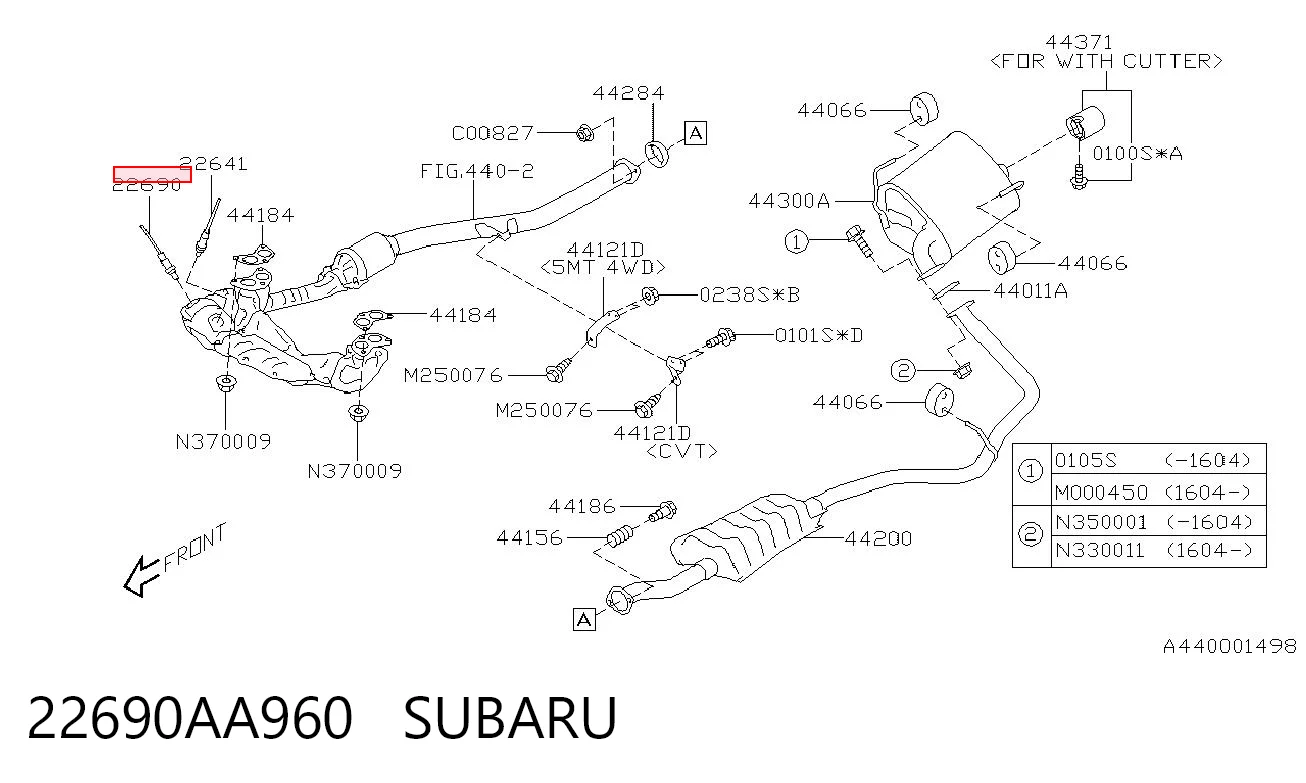 22690AA960 Subaru Sonda lambda, sensor de oxígeno antes del catalizador izquierdo