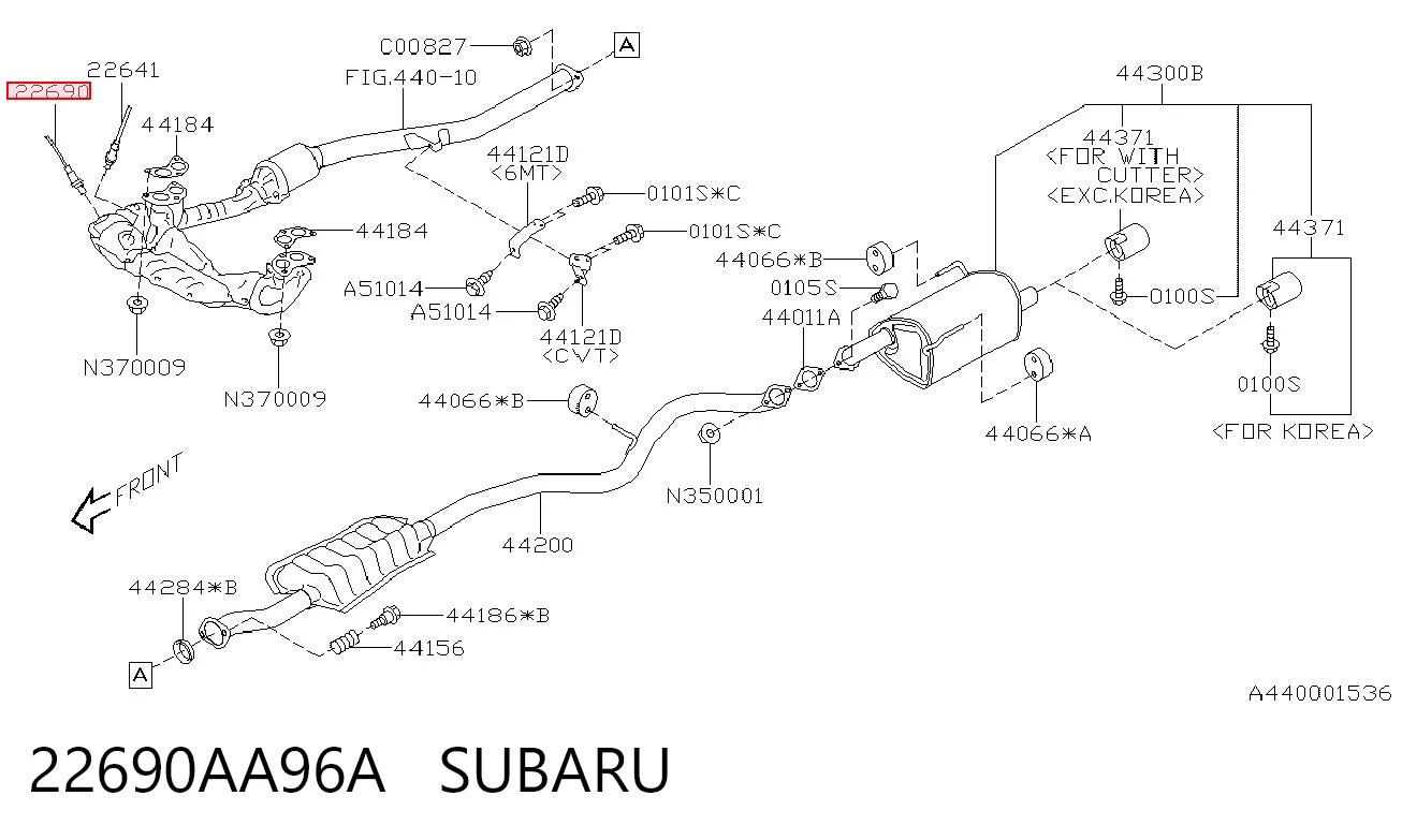 22690AA96A Subaru Sonda lambda, sensor de oxígeno antes del catalizador izquierdo