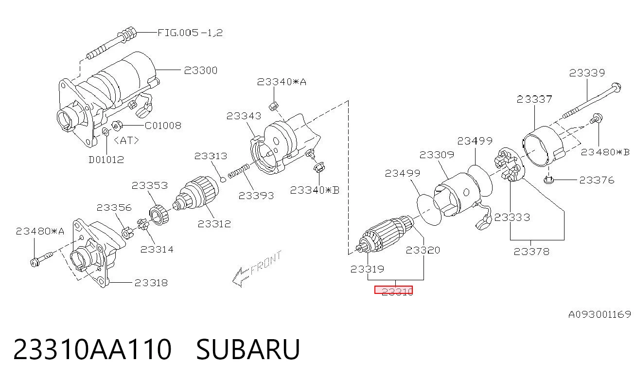 23310AA110 Subaru Inducido del motor de arranque