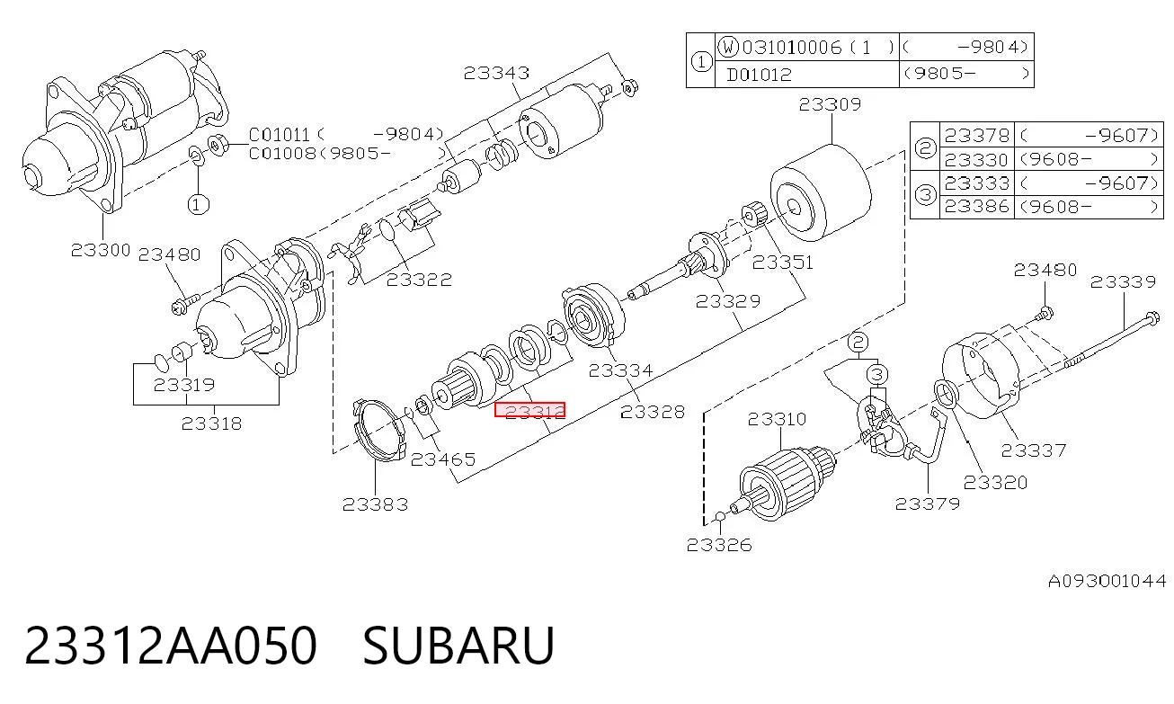 23312AA050 Subaru Bendix motor de arranque