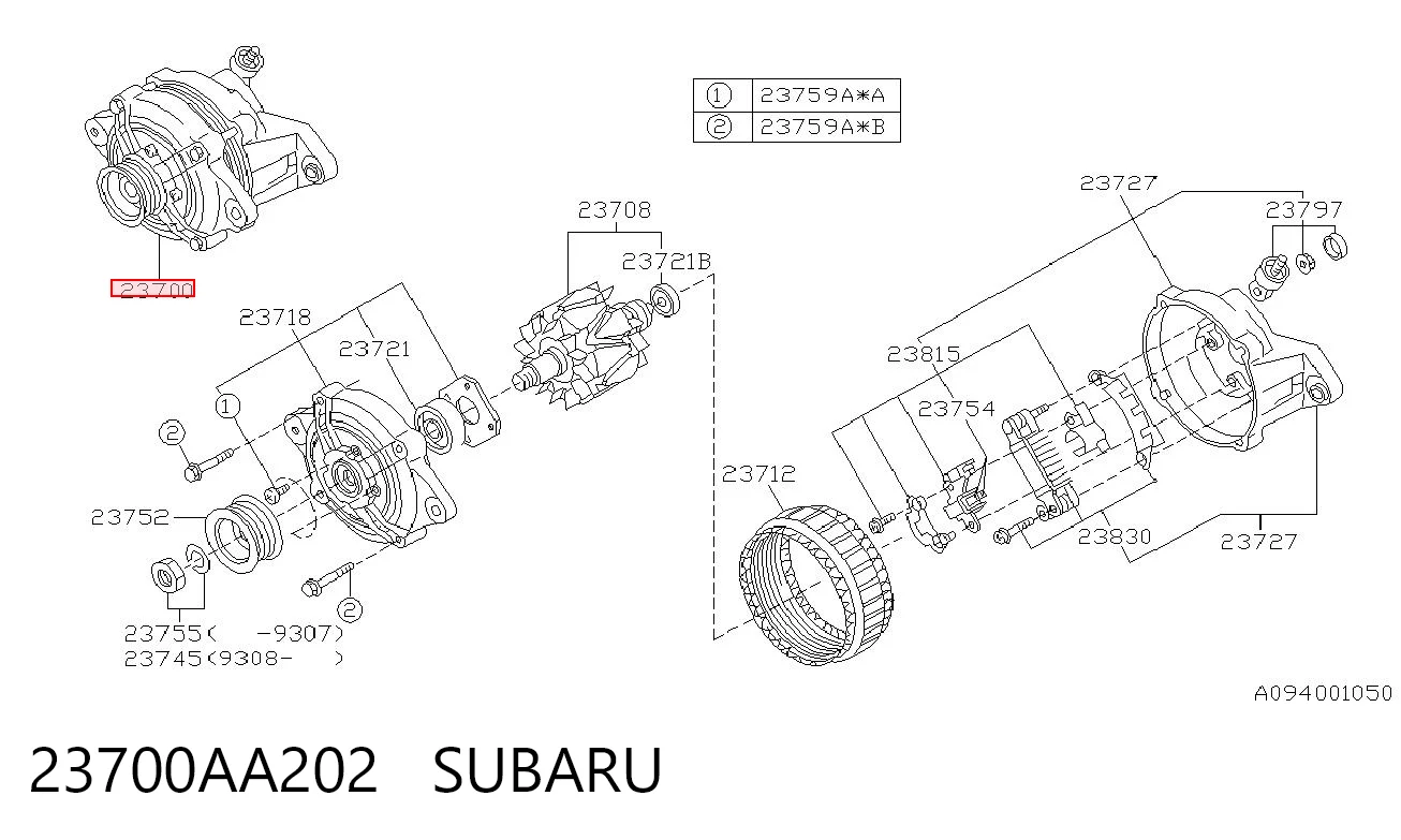 23700AA202 Subaru Alternador de coche