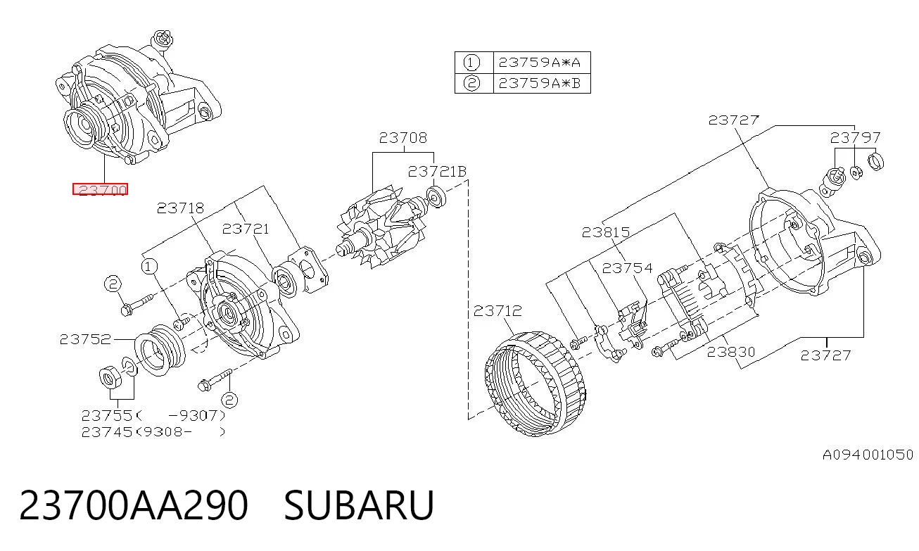 23700AA290 Subaru Alternador de coche