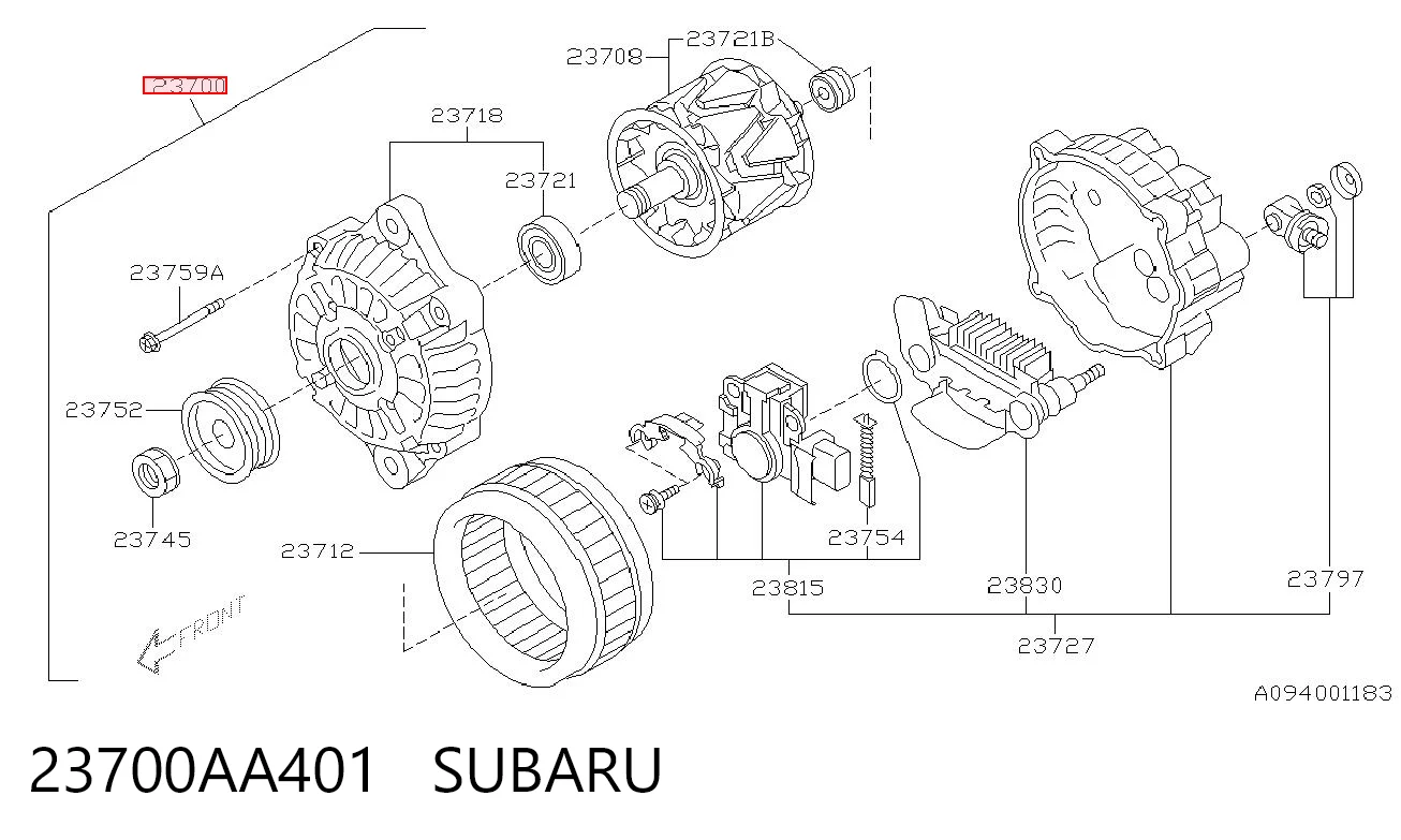 23700AA401 Subaru Alternador de coche