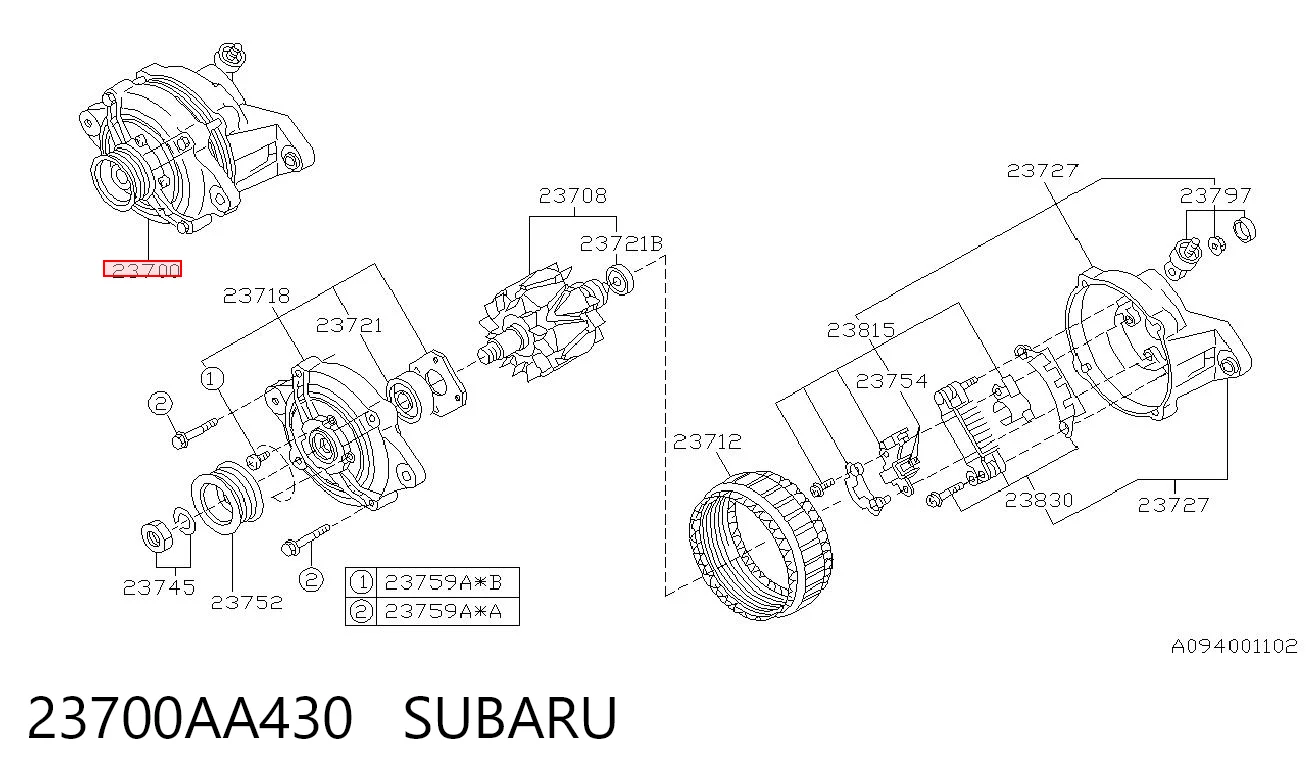 23700AA430 Subaru Alternador de coche