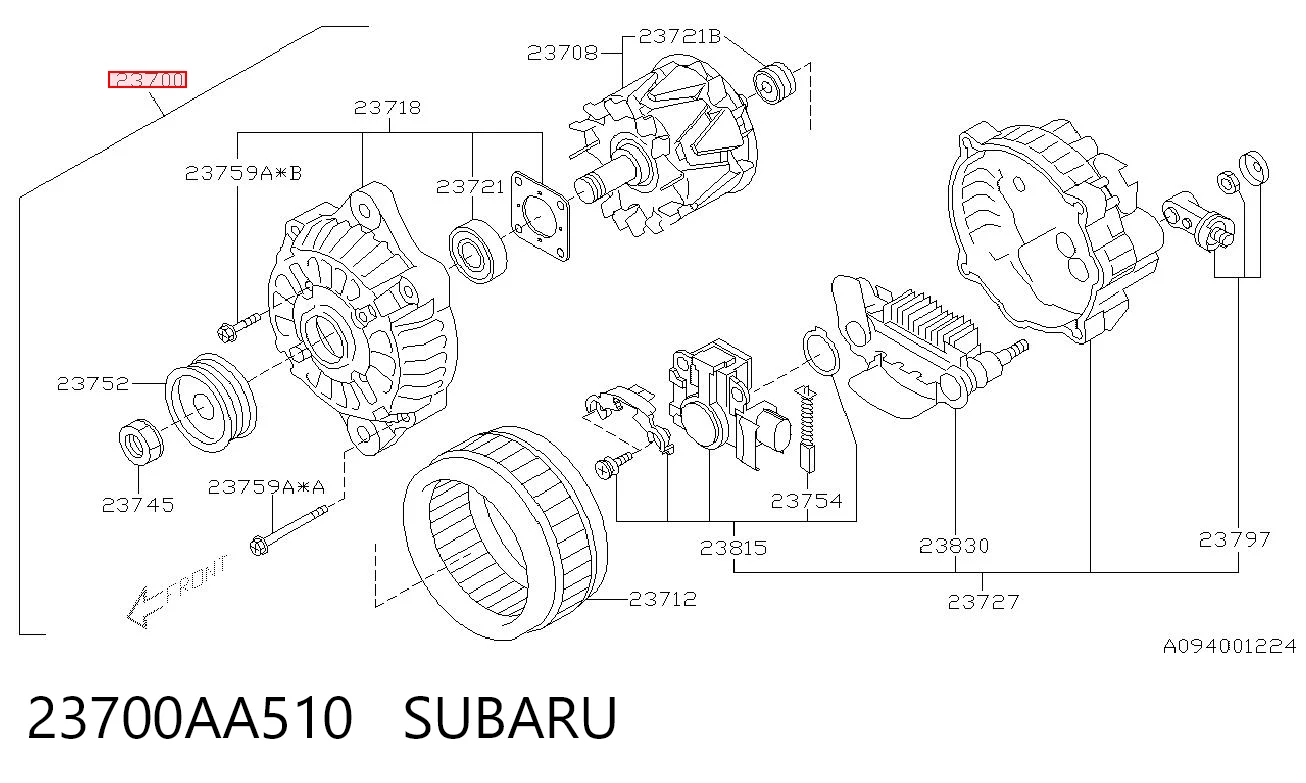 23700AA510 Subaru Alternador de coche