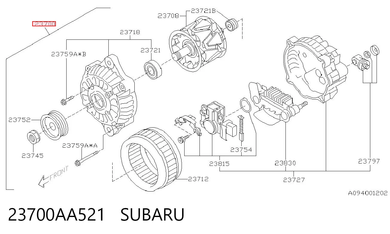 23700AA521 Subaru Alternador de coche