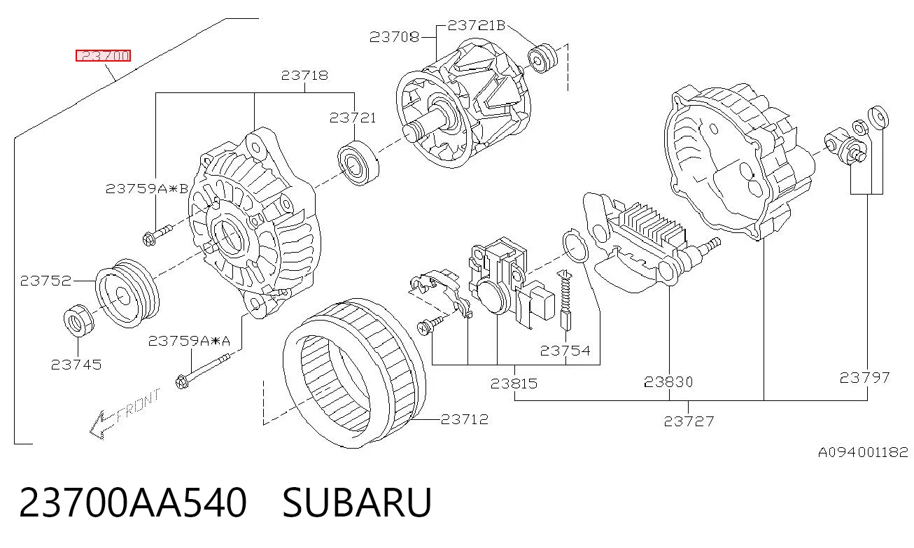 23700AA540 Subaru Alternador de coche