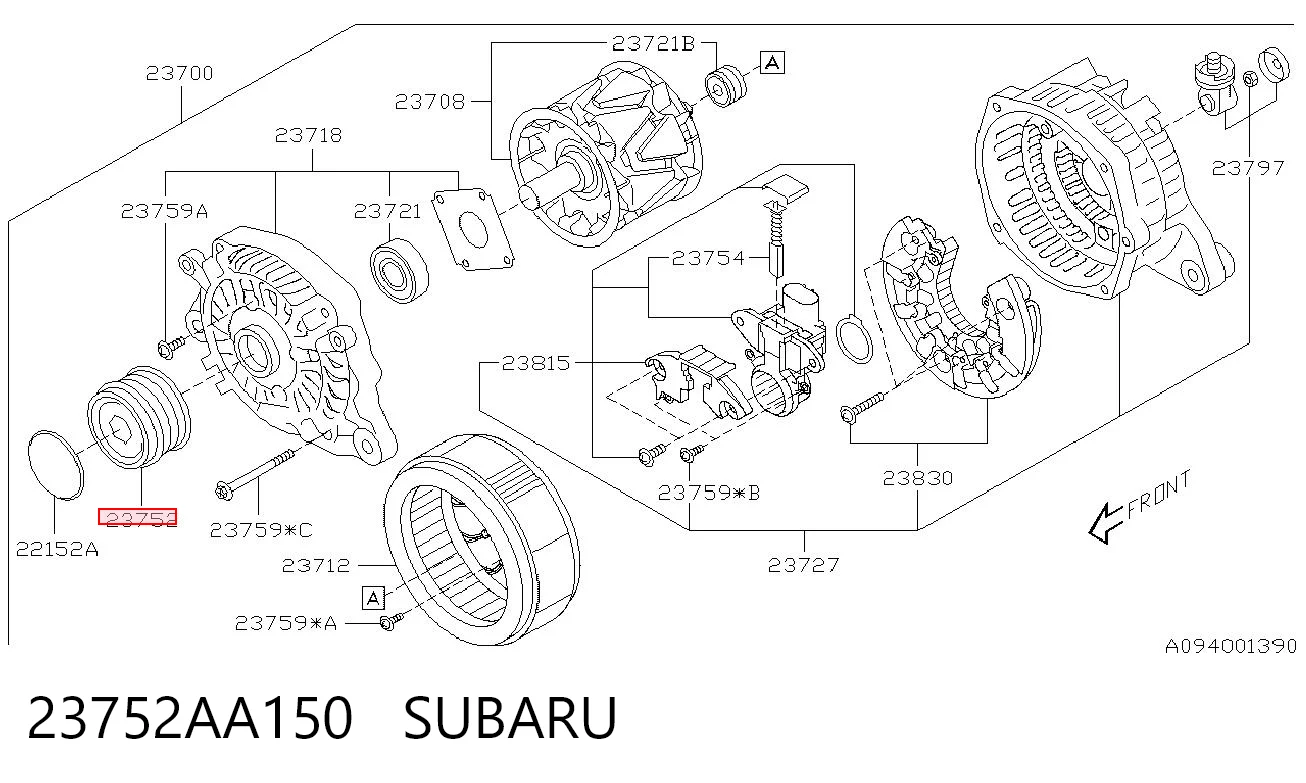 23752AA150 Subaru Rueda libre alternador 