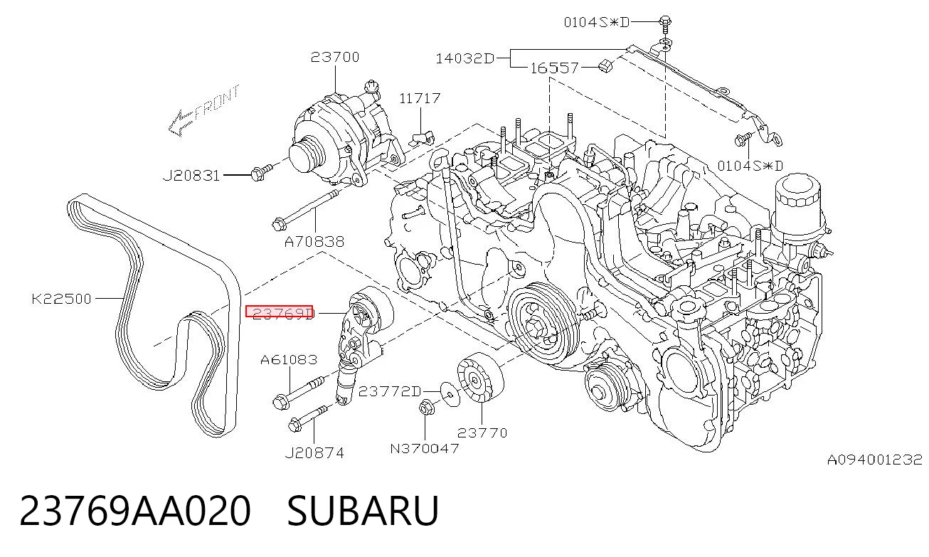23769AA020 Subaru Tensor de correa de alternador