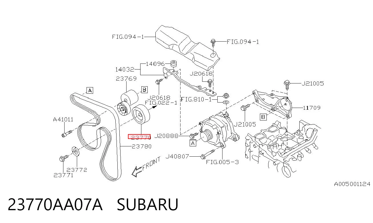 23770AA07A Subaru Polea guía correa poli V