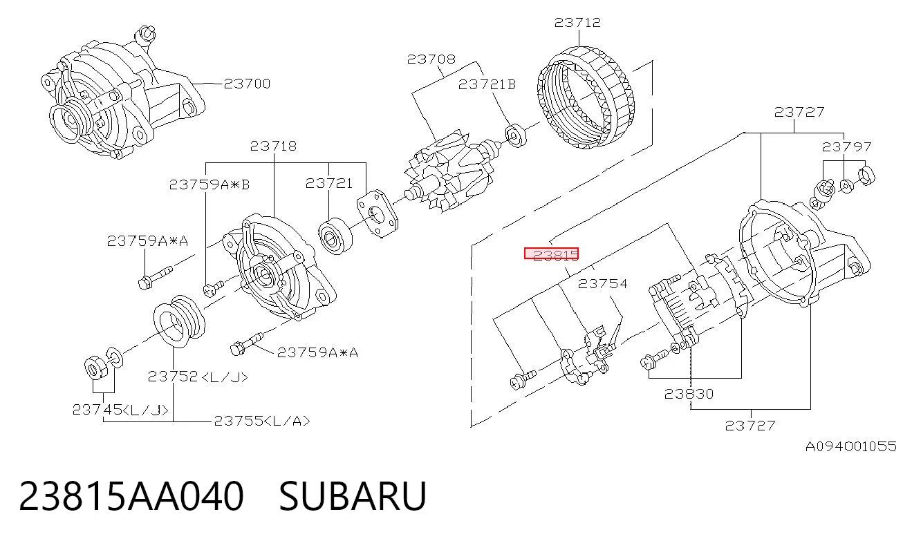 Regulador de voltaje del alternador 23815AA040 SUBARU