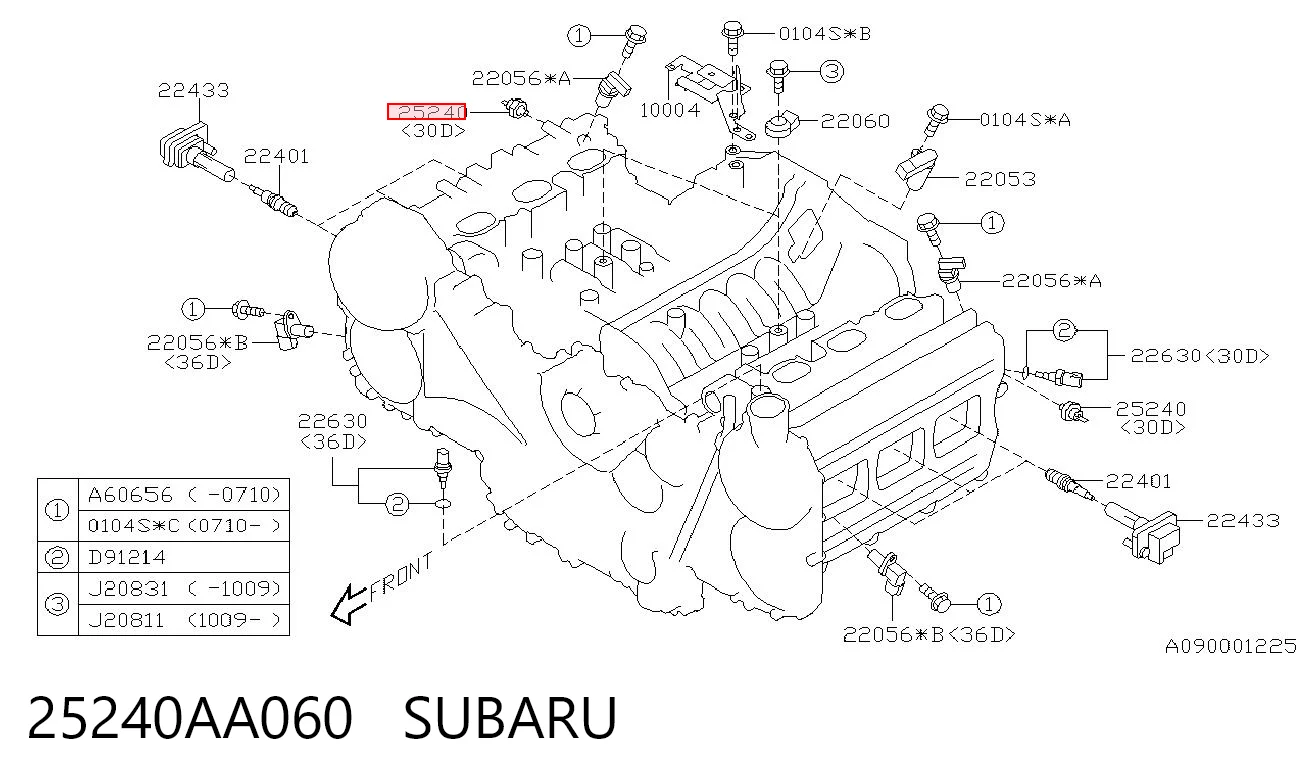 25240AA060 Subaru Indicador de presión del aceite