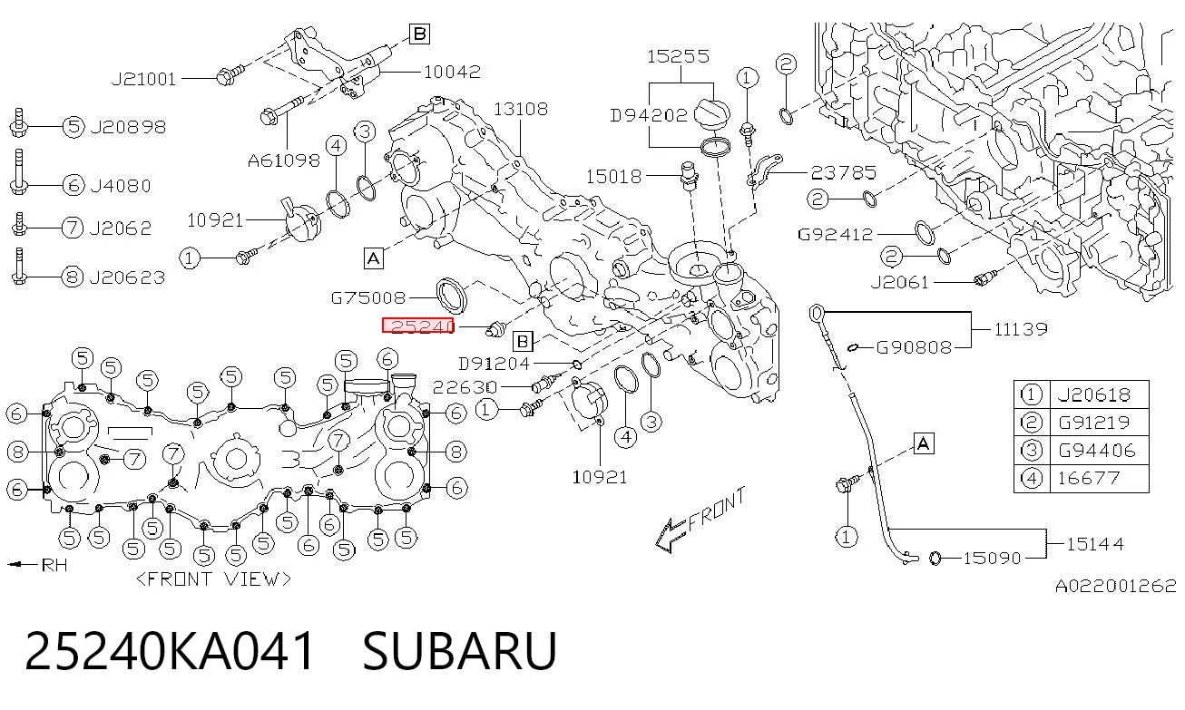 25240KA041 Subaru Indicador de presión del aceite