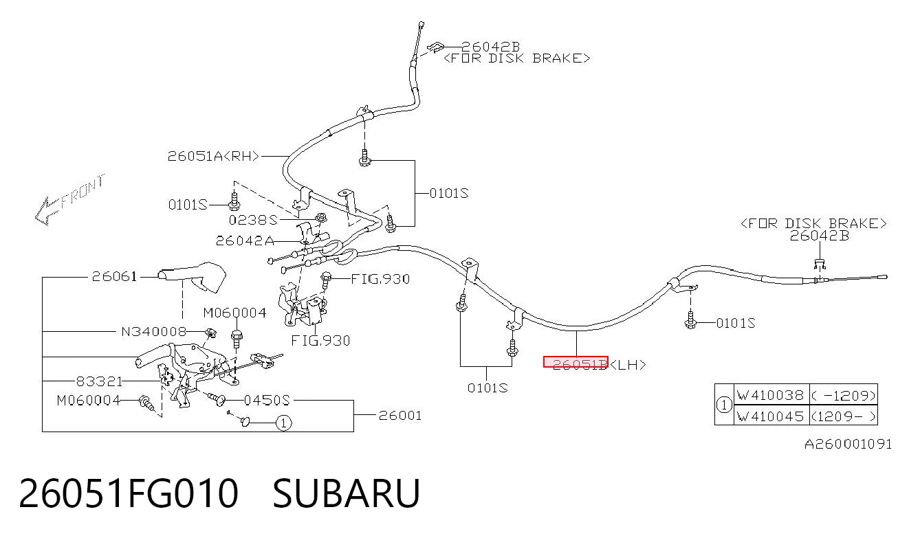 Cable de freno de mano trasero izquierdo para Subaru Impreza GH
