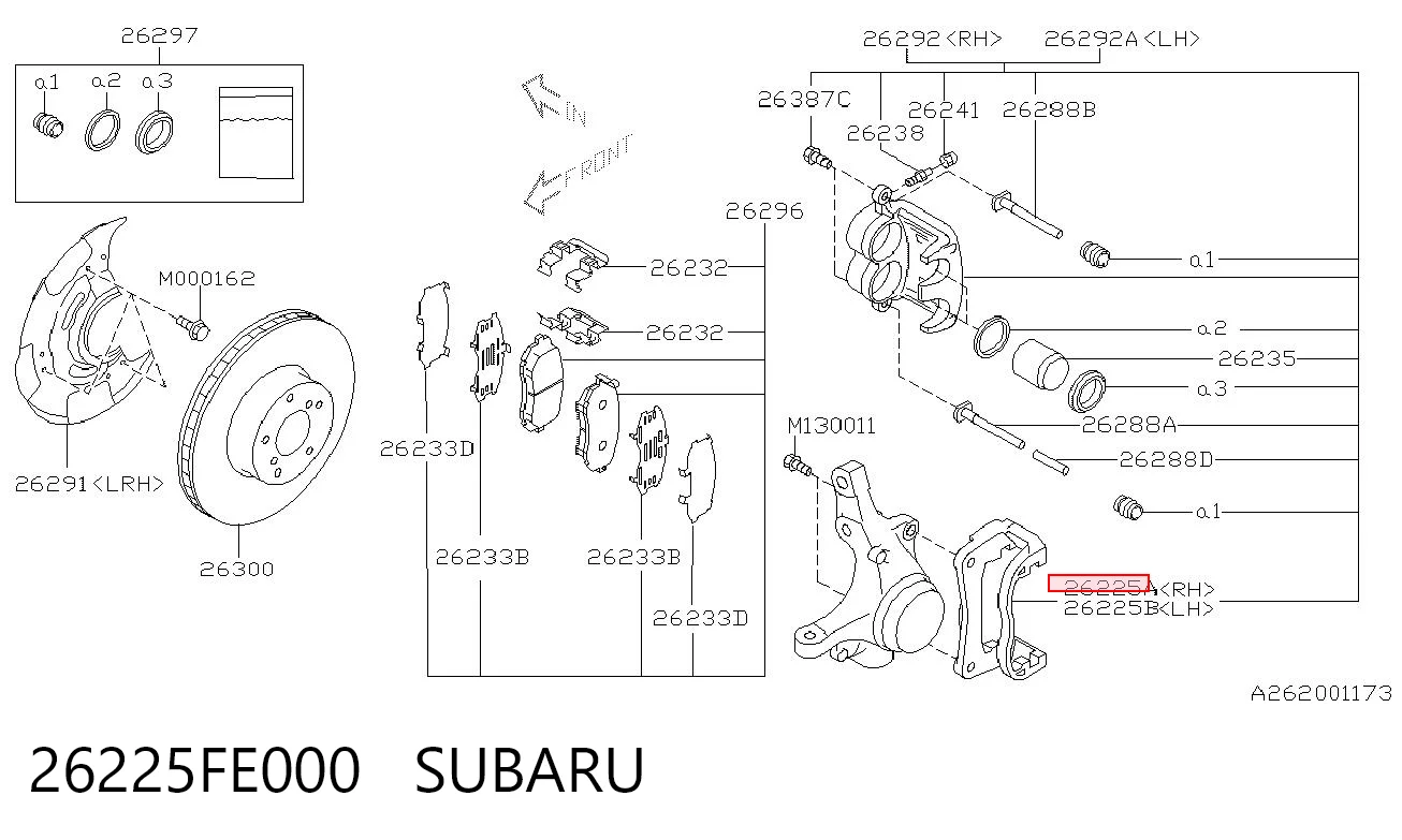 26225FE000 Subaru Soporte, pinza de freno delantera