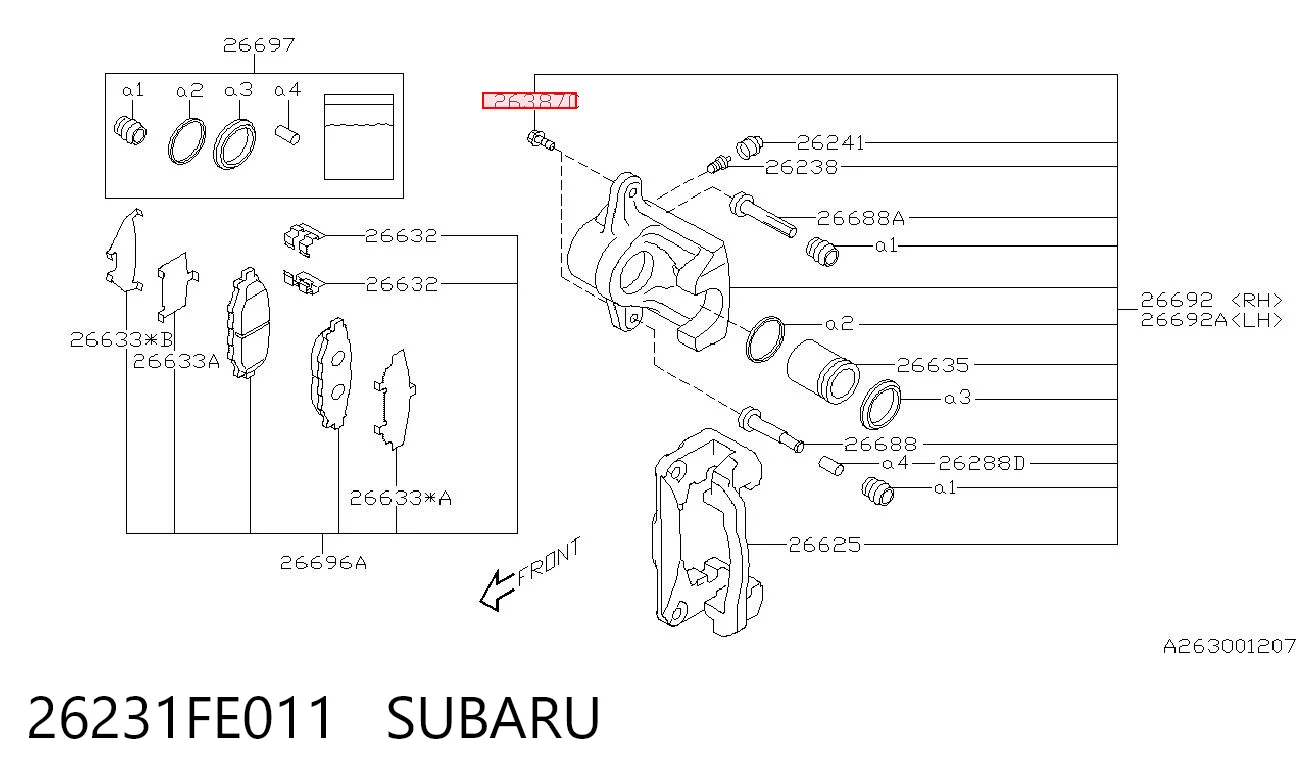 26231FE011 Subaru Tornillo de la pinza de freno
