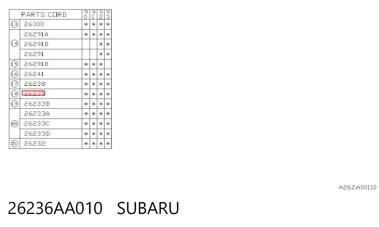 26236AA010 Subaru