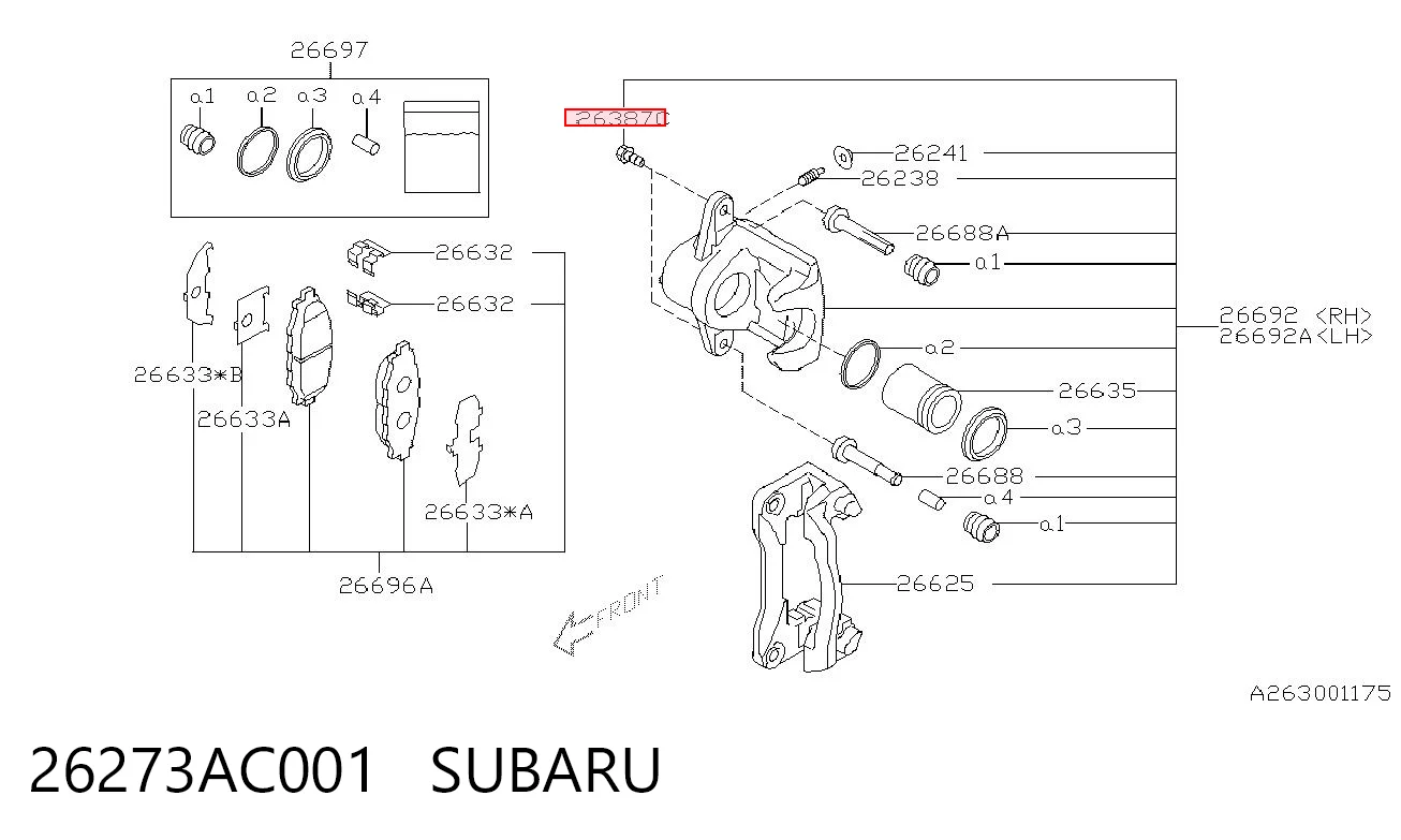 26273AC001 Subaru Tornillo de la pinza de freno