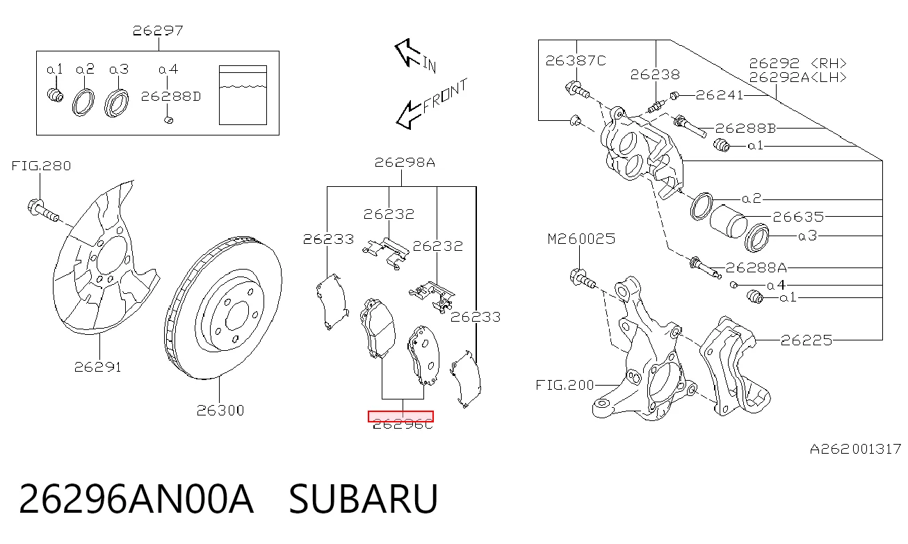 26296AN00A Subaru Pastillas delanteras