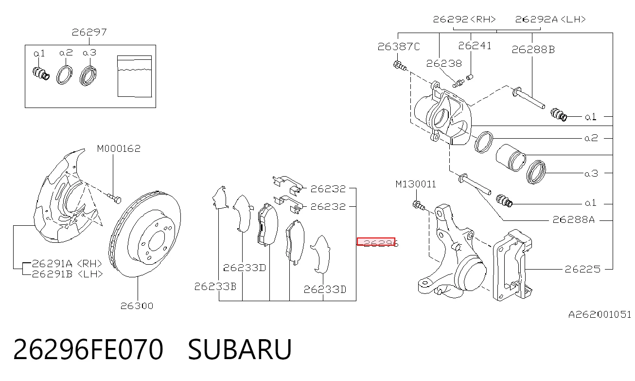 26296FE070 Subaru Pastillas delanteras