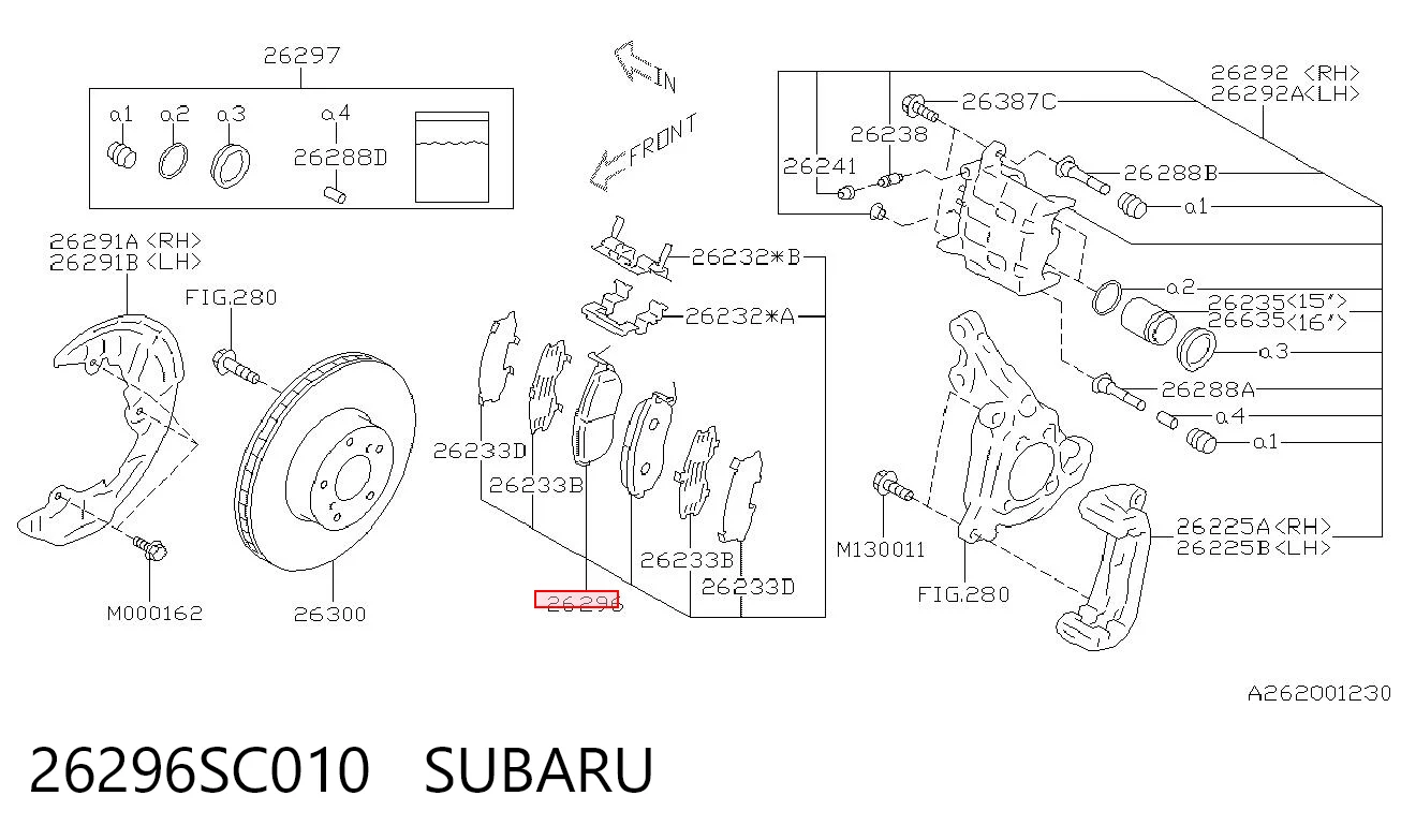 26296SC010 Subaru Pastillas delanteras