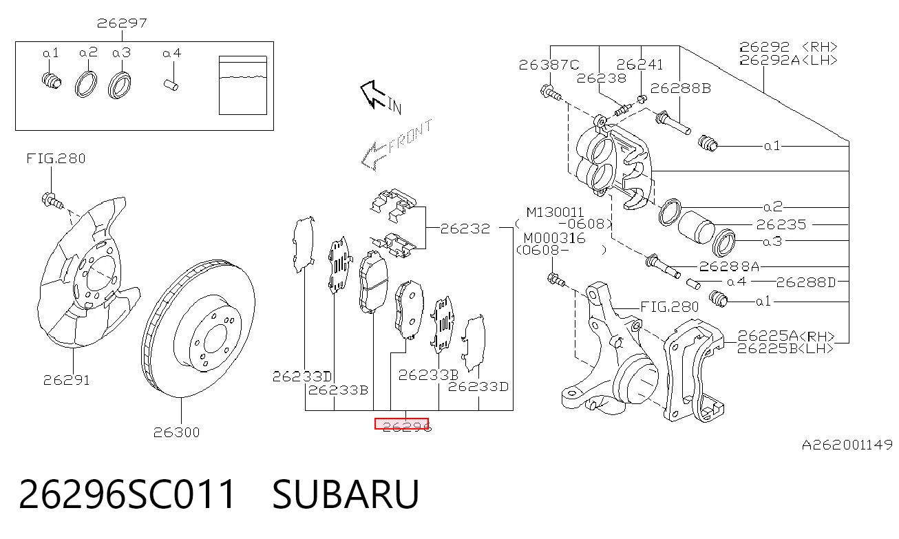 26296SC011 Subaru Pastillas delanteras