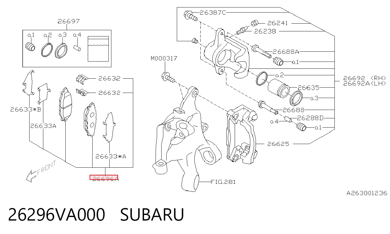 26296VA000 Subaru Pastillas delanteras