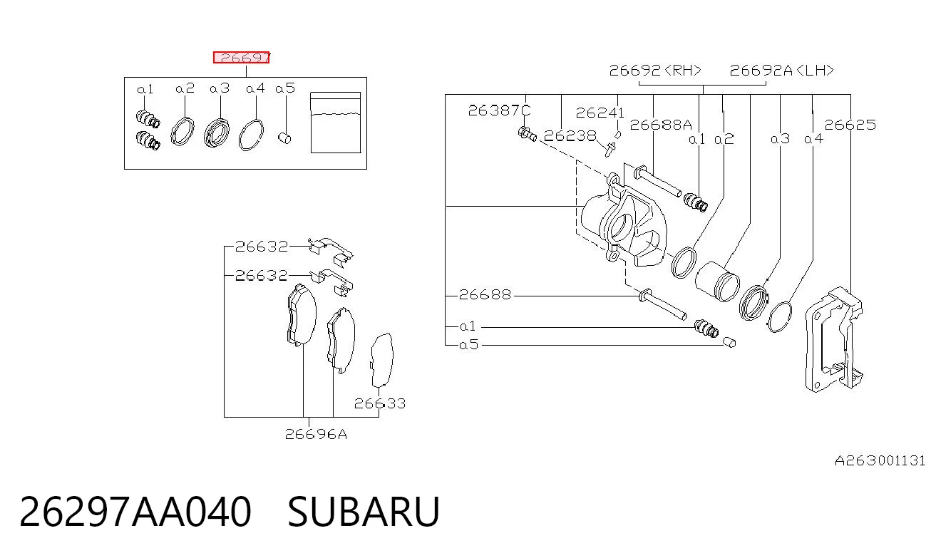  Kit de reparación de pinzas de freno trasero Subaru Impreza 1
