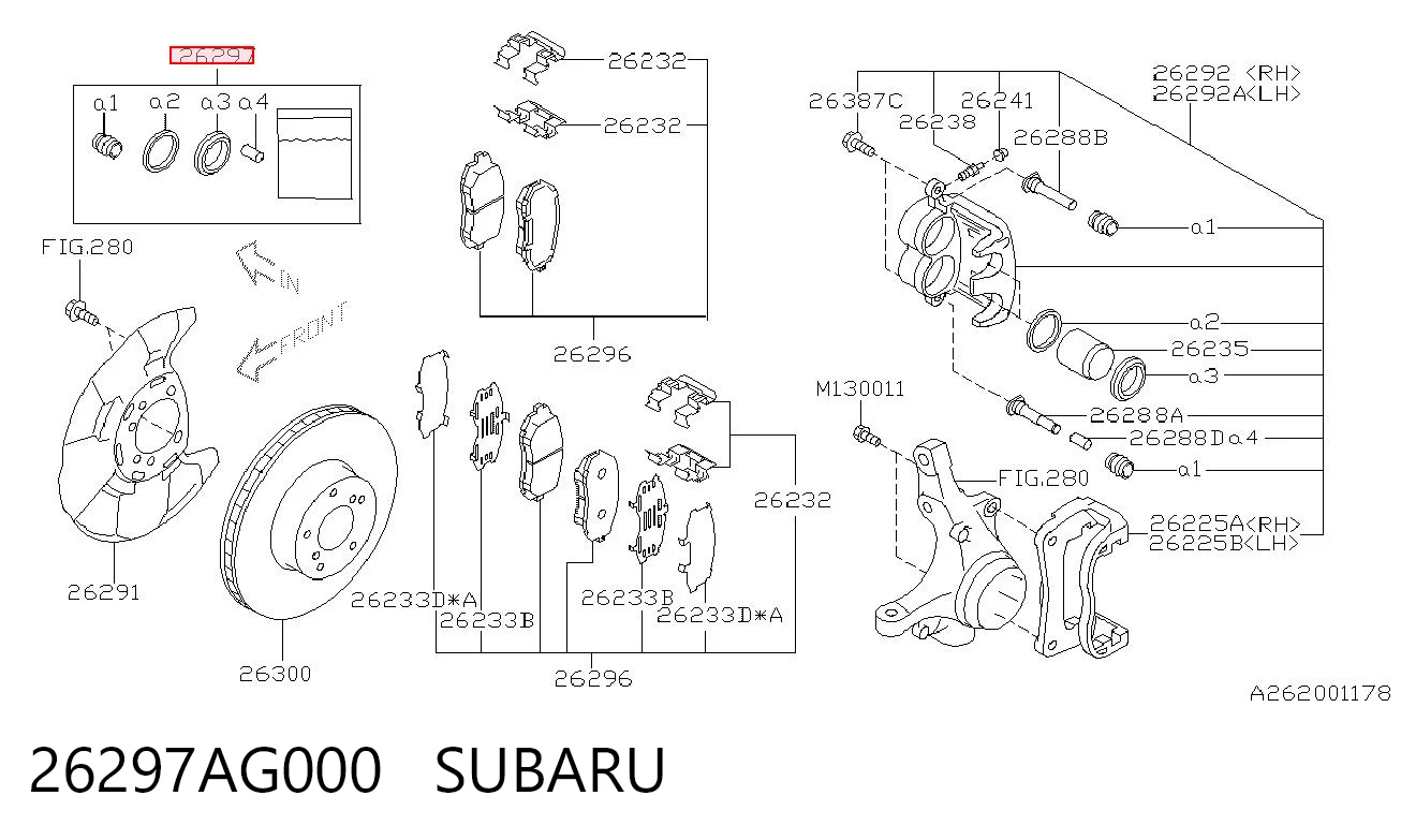 26297AG000 Subaru Kit de reparación de pinzas