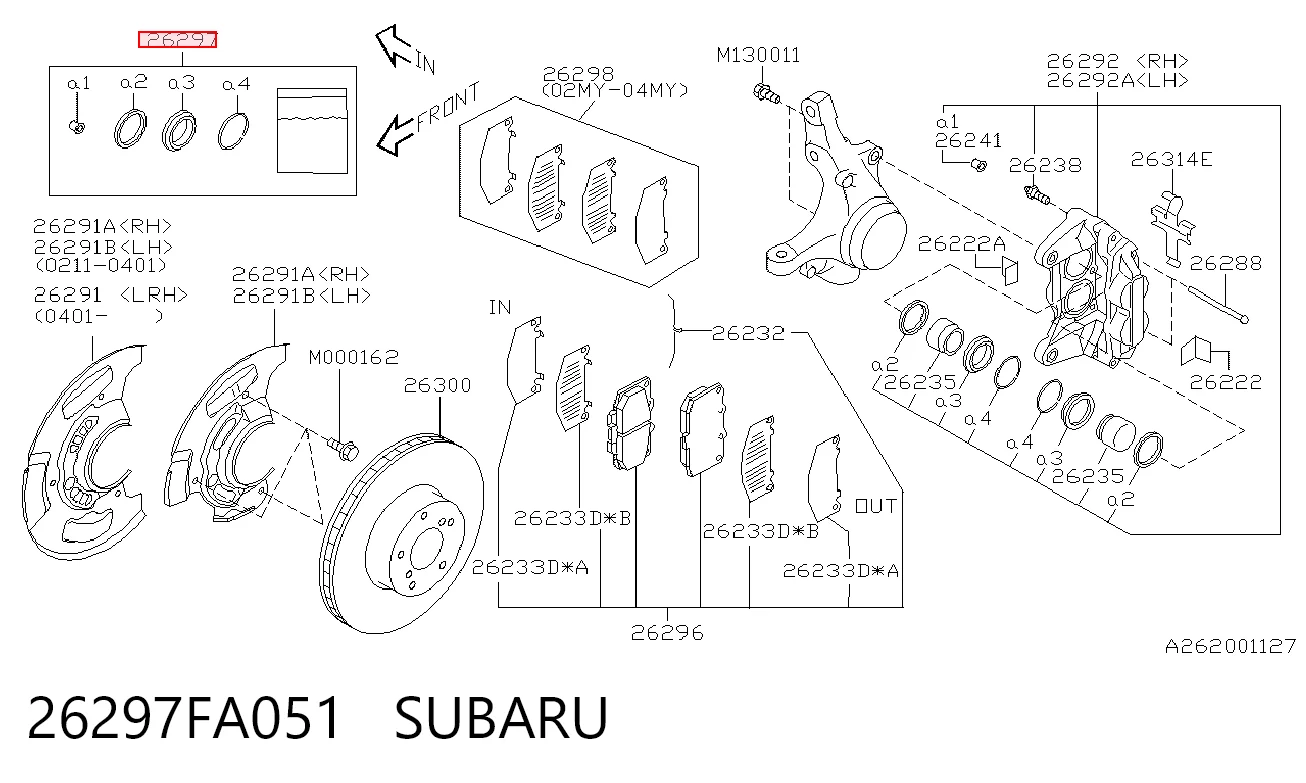 26297FA051 Subaru Kit de reparación de pinzas