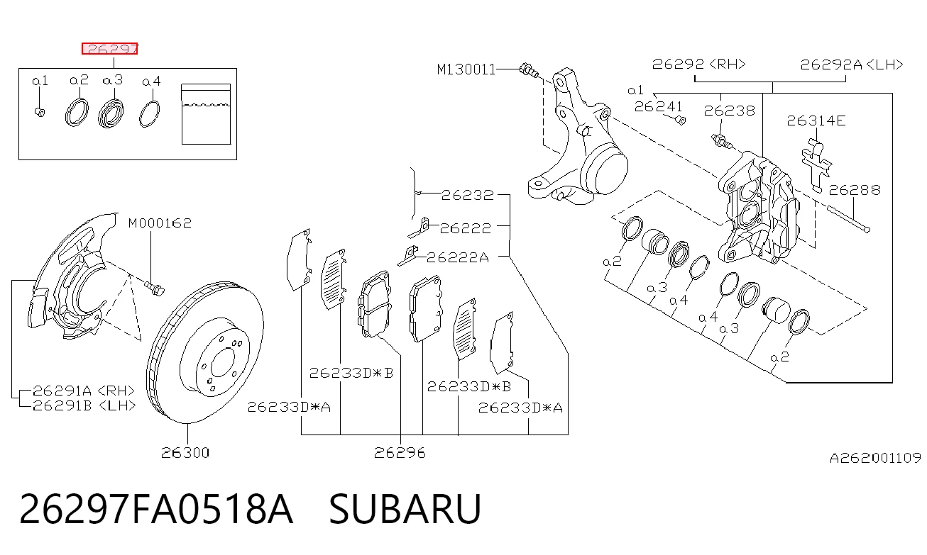 26297FA0518A Subaru Kit de reparación de pinzas
