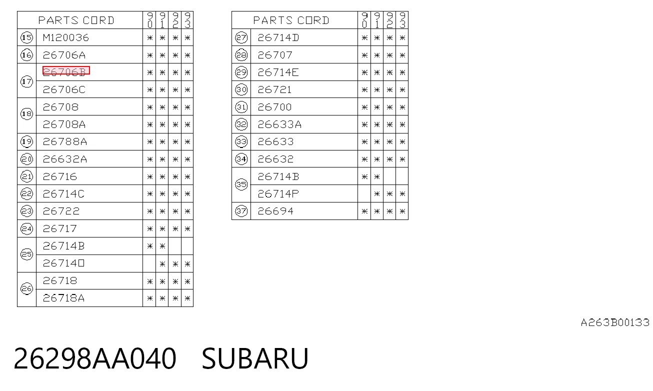 26298AA040 Subaru